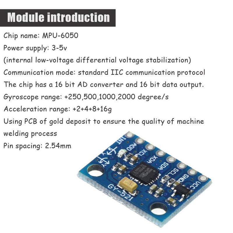 Ximimark 5Pcs GY-521 MPU-6050 Module 3 Axis Accelerometer 6 DOF Gyroscope Sensor Module 16 Bit AD Converter Data Output IIC 3-5v For Arduino - Image 2